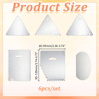 6Pcs Cake Cream 430 Stainless Steel Scraper AJEW-WH0410-142-1