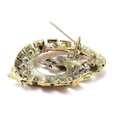 Dragon Rhinestone Brooch Pins JEWB-K018-09AG-03-1