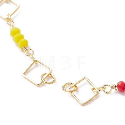 Rhombus Glass Seed Beaded Link Bracelet Making AJEW-JB01150-29-1