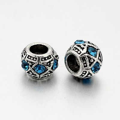 Antique Silver Plated Alloy Rhinestone European Beads CPDL-J031-AS-1