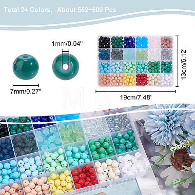   DIY 552~600Pcs 24 Style Round Beads Jewelry Making Finding Kit DIY-PH0013-59-1