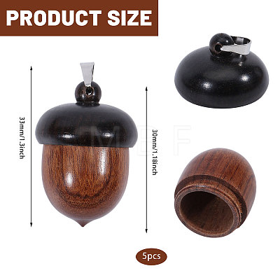 5Pcs Wood Pendants PALLOY-CA00036-1