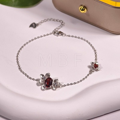 925 Sterling Silver & Cubic Zirconia & Quartz Link Bracelets FS-WGAB3DC-10-1