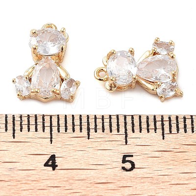 Brass Micro Pave Clear Cubic Zirconia Charms KK-U028-11G-1