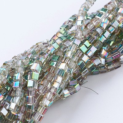 Electroplate Glass Beads Strands X-EGLA-F121-HP-A02-1