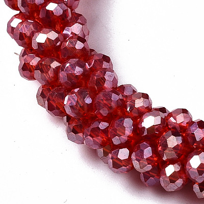 Faceted Transparent Glass Beads Stretch Bracelets BJEW-S144-002C-03-1