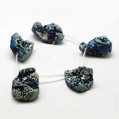 Electroplated Natural Druzy Agate Beads Strands G-N0259-03-1