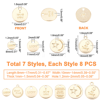   56Pcs 7 Style Rack Plating Alloy Charms FIND-PH0003-18-1