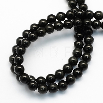 Natural Obsidian Round Beads Strands G-S156-12mm-1