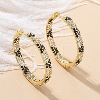 Brass Micro Pave Cubic Zirconia Hoop Earrings EJEW-M077-02G-1