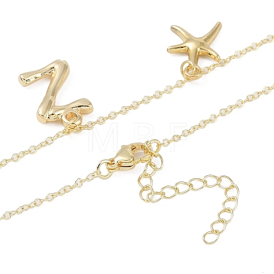 Bohemian Summer Beach Style 18K Gold Plated Shell Shape Initial Pendant Necklaces IL8059-26-1