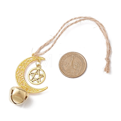 3Pcs 3 Colors Alloy Moon with Star Pendant Decoration HJEW-JM02415-1