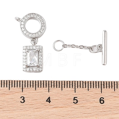 Rack Plating Brass Micro Pave Clear Cubic Zirconia Toggle Clasps KK-S384-22P-1