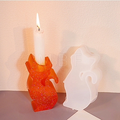 Lovely Cat Shape Candlestick Silhouette Silicone Molds SIMO-C010-01B-1