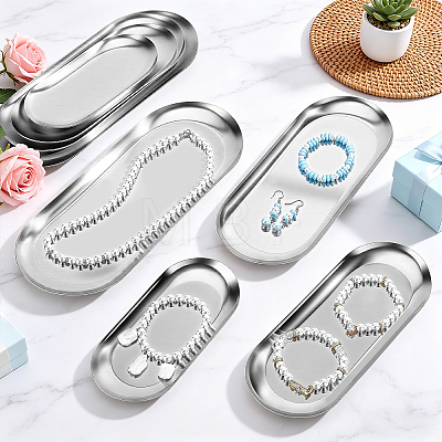 12Pcs 4 Sizes 201 Stainless Steel Oval Jewelry Plate ODIS-WA0001-34B-1