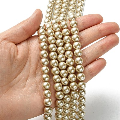 Eco-Friendly Dyed Glass Pearl Round Beads Strands HY-A002-8mm-RB021-1