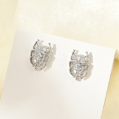 Brass Micro Pave Clear Cubic Zirconia Stud Earrings EJEW-R016-26P-07-1