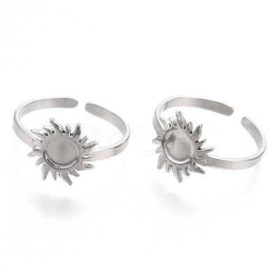 Non-Tarnish 304 Stainless Steel Sun Cuff Rings RJEW-N038-116P-1