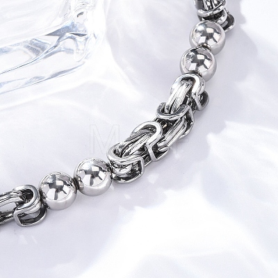 201 Stainless Steel Byzantine Chain Bracelets BJEW-B078-167P-1