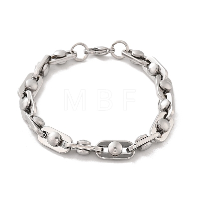 304 Stainless Steel Oval Link Chain Bracelets for Women Men BJEW-F488-29P-1