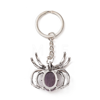 Spider Natural Amethyst Pendant Keychain KEYC-C015-01B-1