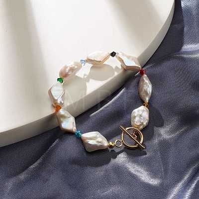 Irregular Natural Pearl Beaded Bracelet for Women BJEW-TA00031-1