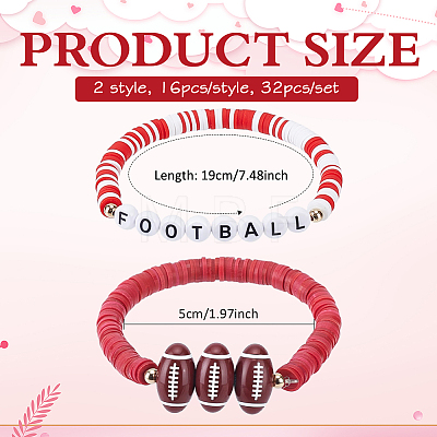32Pcs 2 Style Handmade Polymer Clay & Acrylic Bead Bracelets BJEW-PH02016-1