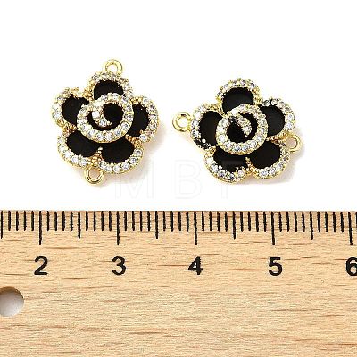 Brass Micro Pave Clear Cubic Zirconia Connector Charms KK-B079-05G-1