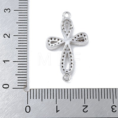 Rack Plating Brass Micro Pave Clear Cubic Zirconia Flower Connector Charms KK-A234-062P-1