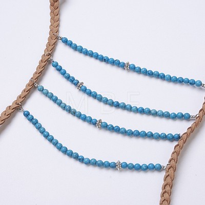 Natural & Synthetic Mixed Stone Tiered Necklaces NJEW-JN02124-1