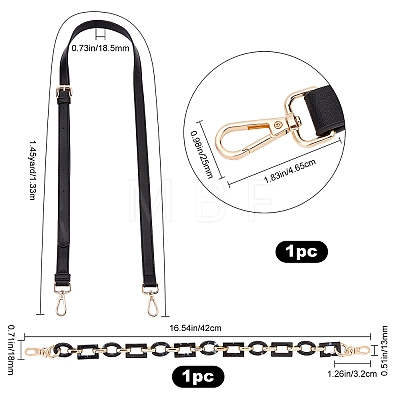 Gorgecraft 2Pcs PU Leather Bag Strap and Acrylic & CCB Plastic Link Chains Bag Handles FIND-GF0001-60-1