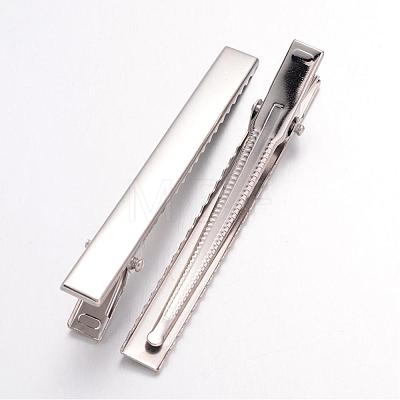Platinum Plated Iron Flat Alligator Hair Clip Findings for DIY Hair Accessories Making X-IFIN-S286-77mm-1