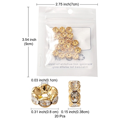Brass Rhinestone Spacer Beads RB-YW0001-05D-01G-1