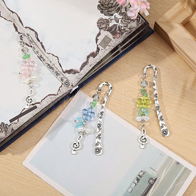 3Pcs 3 Colors Zinc Alloy Hook Bookmarks AJEW-GL0003-53-1
