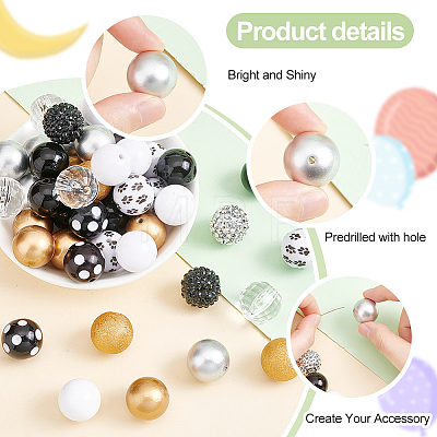   1 Set Mixed Style Acrylic Round Beads Sets SACR-PH0001-52D-1