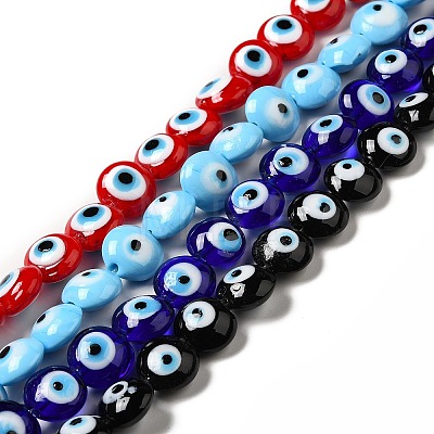 Handmade Evil Eye Lampwork Beads Strands LAMP-E030-03-1