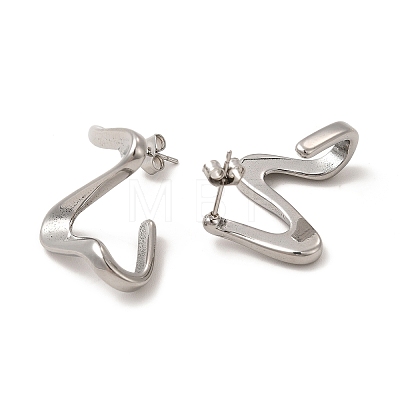 Non-Tarnish 304 Stainless Steel Twist Wave Stud Earrings for Women EJEW-P219-03P-1