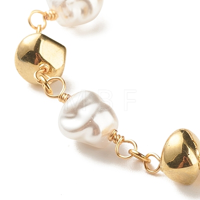 Plastic Pearl & CCB Plastic Nuggets Beaded Bracelet for Women BJEW-JB07959-1