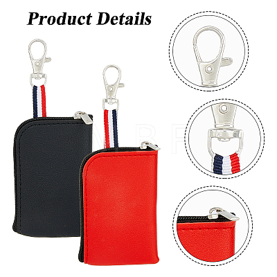 HOBBIESAY 4Pcs 2 Colors PU Leather Waist Bag with Zipper KBAG-HY0001-01-1