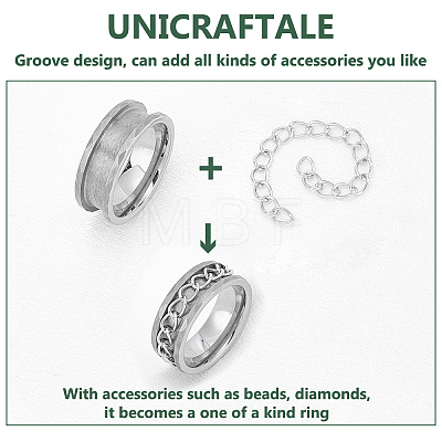 Unicraftale 1Pc Tungsten Steel Grooved Finger Ring Settings RJEW-UN0002-93A-1