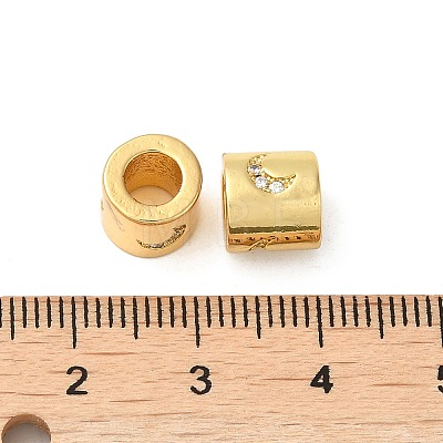 Rack Plating Brass Micro Pave Cubic Zirconia European Beads KK-K377-06G-1