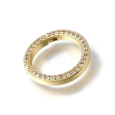 Brass Micro Pave Clear Cubic Zirconia Spring Gate Rings KK-C262-44G-1