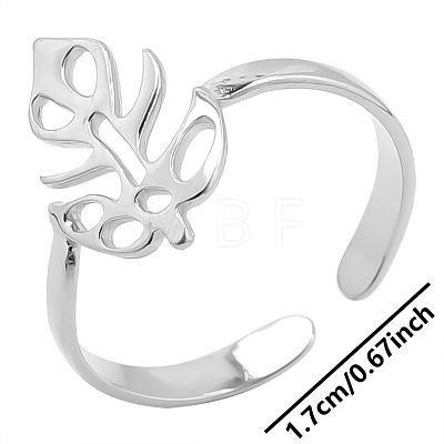 Minimalist Stainless Steel Leaf Open Cuff Rings for Men and Women AK9664-1-1