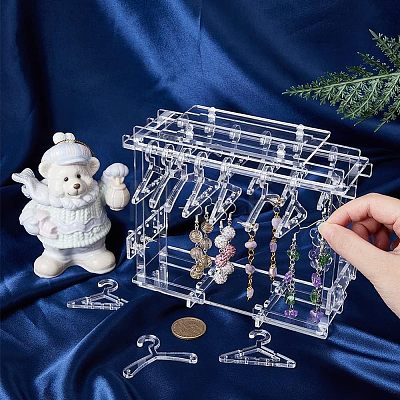 Assembled Transparent Acrylic Earring Display Stands EDIS-WH0021-12-1