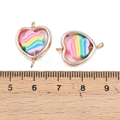 CCB Plastic Frame with Polymer Clay Rainbow Beads Links Connector Charms KK-D103-08B-RG-1