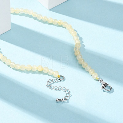 4MM Grade A Natural Golden Silk Jade Round Beaded Necklaces GG-CBAA808-03P-A-1