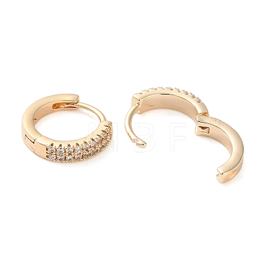 Brass Micro Pave Clear Cubic Zirconia Hoop Earrings EJEW-S234-01G-1