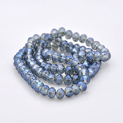 Full Rainbow Plated Faceted Rondelle Glass Beads Strands GLAA-A024D-FR03-1