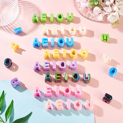 50Pcs 5 Styles UV Plating Opaque Acrylic Beads PACR-TA0001-31G-1