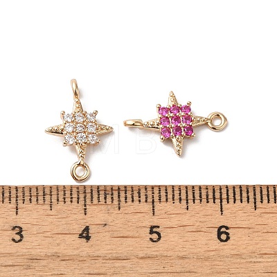 Brass Pave Glass Connector Charms KK-C062-002G-1